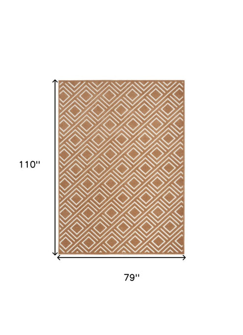 8' X 10' Brown Geometric Area Rug