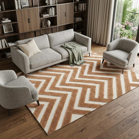8' X 10' Brown Geometric Area Rug