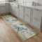 8' Ivory And Blue Floral Non Skid Runner Rug