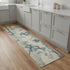 8' Ivory And Blue Floral Non Skid Runner Rug