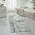 8' Ivory And Blue Floral Non Skid Runner Rug