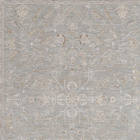 8' X 10' Blue Floral Power Loom Distressed Area Rug With Fringe