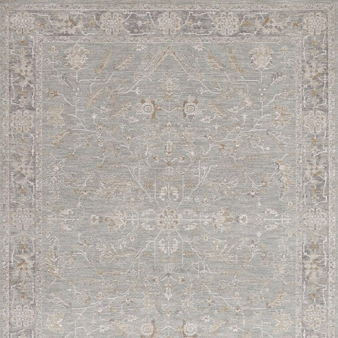 8' X 10' Blue Floral Power Loom Distressed Area Rug With Fringe