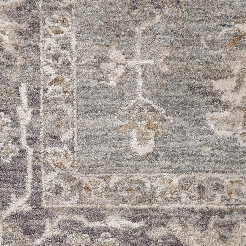 8' X 10' Blue Floral Power Loom Distressed Area Rug With Fringe