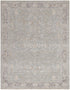 8' X 10' Blue Floral Power Loom Distressed Area Rug With Fringe