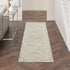 8' Blue and Ivory Wool Geometric Runner Rug