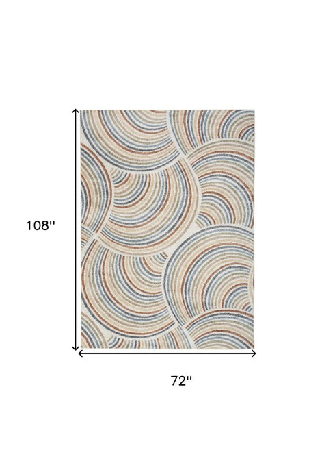 6' X 9' Cream Abstract Power Loom Area Rug