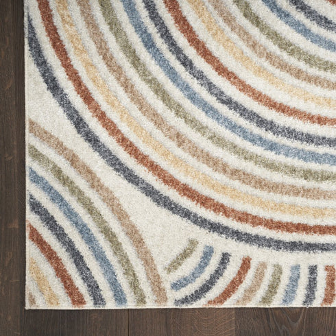 6' X 9' Cream Abstract Power Loom Area Rug
