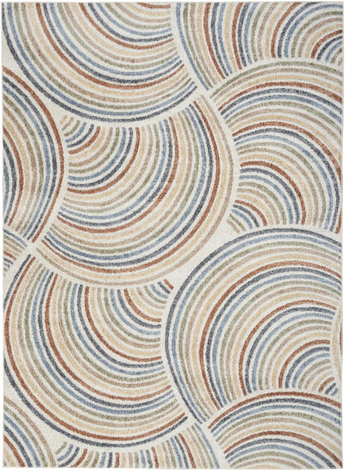 6' X 9' Cream Abstract Power Loom Area Rug