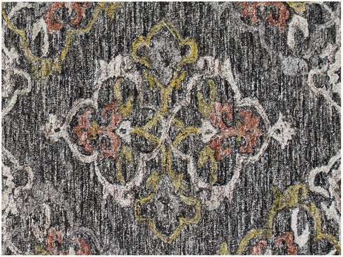 5' X 8' Charcoal Abstract Geometric Hand Tufted Non Skid Area Rug