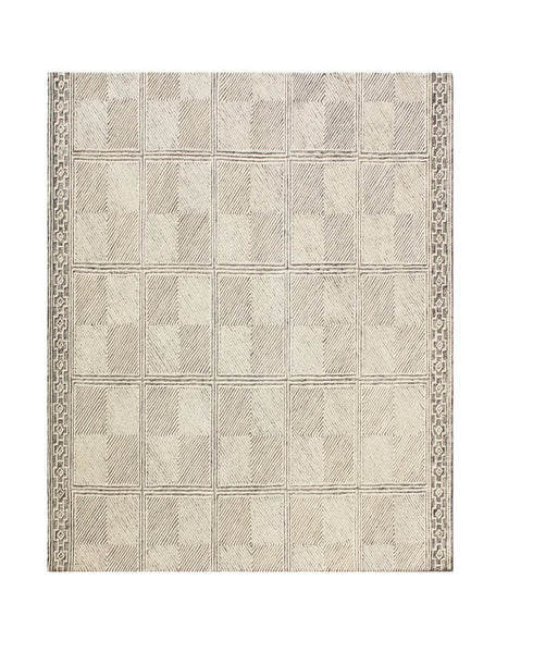 5' X 8' Moss Green Wool Abstract Geometric Hand Tufted Non Skid Area Rug