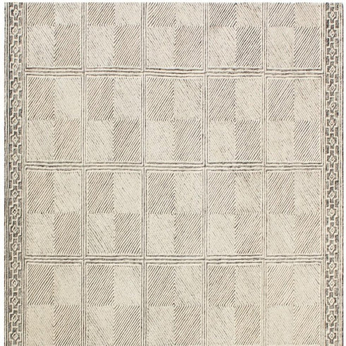 5' X 8' Moss Green Wool Abstract Geometric Hand Tufted Non Skid Area Rug