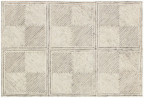 5' X 8' Moss Green Wool Abstract Geometric Hand Tufted Non Skid Area Rug