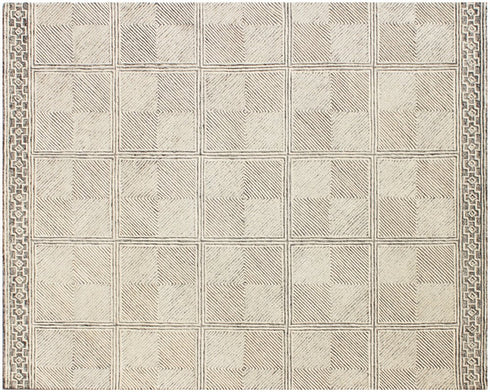 5' X 8' Moss Green Wool Abstract Geometric Hand Tufted Non Skid Area Rug