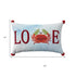 14" X 22" Blue White And Red Crab Love Throw Pillow with Embroidery