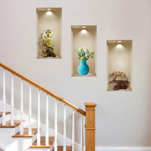 Set of Three Aba Faux Niche 3D Peel and Stick Wall Decals