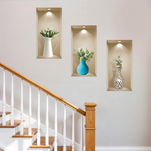 Set of Three Ava Faux Niche 3D Peel and Stick Wall Decals