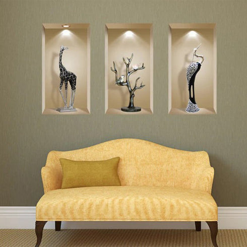 Set of Three Aga Faux Niche 3D Peel and Stick Wall Decals