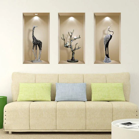 Set of Three Apa Faux Niche 3D Peel and Stick Wall Decals
