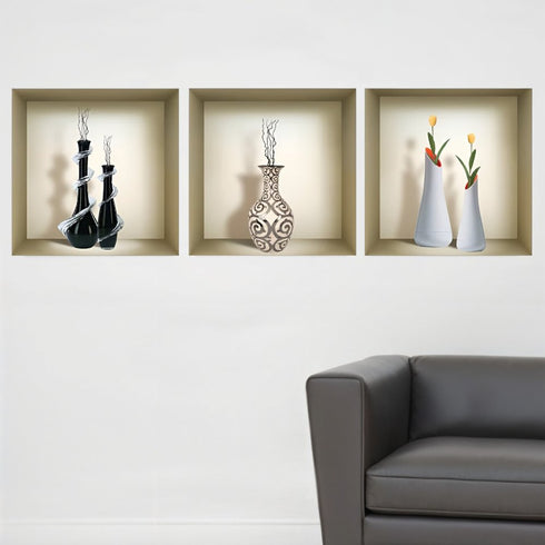 Set of Three Ira Faux Niche 3D Peel and Stick Wall Decals
