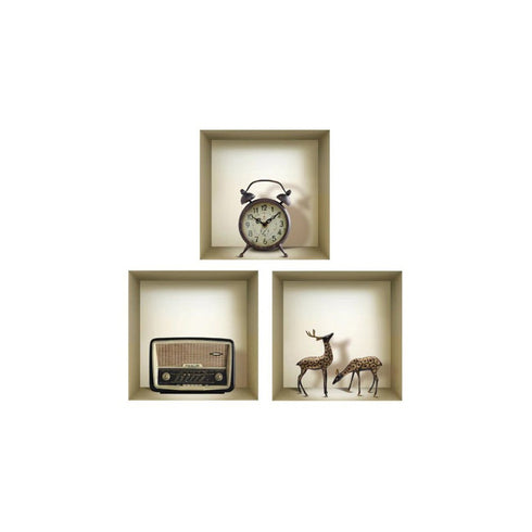 Set of Three Aya Faux Niche 3D Peel and Stick Wall Decals