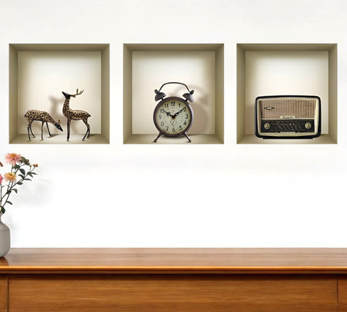 Set of Three Aya Faux Niche 3D Peel and Stick Wall Decals