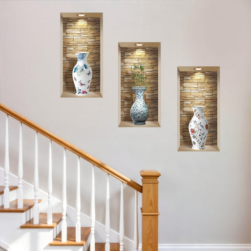Set of Three Tia Faux Niche 3D Peel and Stick Wall Decals