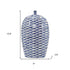 16" Blue And White Fish Print Oval Ceramic Table Vase
