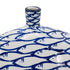 16" Blue And White Fish Print Oval Ceramic Table Vase