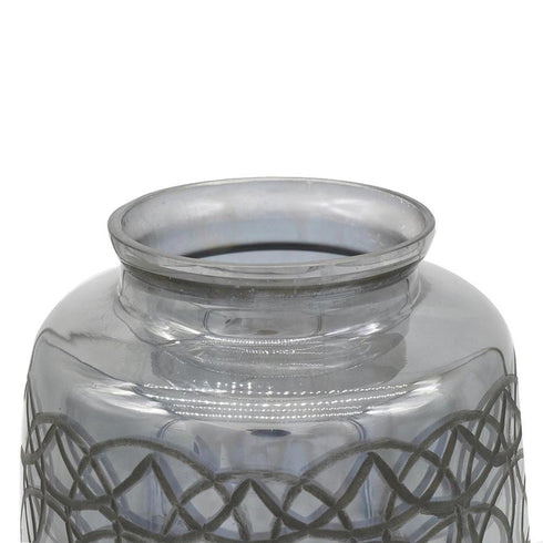 12" Dark Gray Geometric Round Glass Table Vase