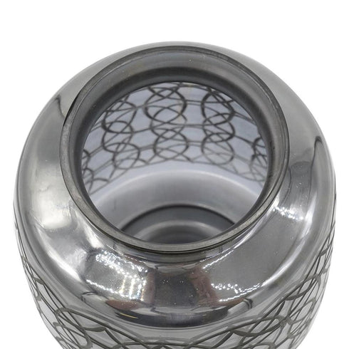 12" Dark Gray Geometric Round Glass Table Vase