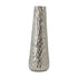 19" Silver Cast Aluminum Carved Geometric Table Vase
