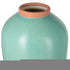 13" Aqua And Terra Cotta Ceramic Round Table Vase