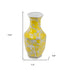 14" Yellow And White Chinoiserie Floral Porcelain Table Vase