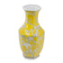 14" Yellow And White Chinoiserie Floral Porcelain Table Vase