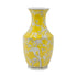 14" Yellow And White Chinoiserie Floral Porcelain Table Vase