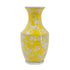 14" Yellow And White Chinoiserie Floral Porcelain Table Vase