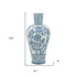 17" Light Blue And White Floral Round Porcelain Table Vase