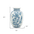 9" Light Blue And White Floral Round Porcelain Jar