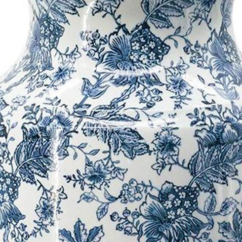 24" Blue And White Chinoiserie Porcelain Urn Table Vase