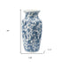 24" Blue And White Chinoiserie Porcelain Urn Table Vase