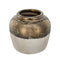 11" Antiqued Bronze And Light Gray Color Block Ceramic Round Table Vase