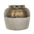 11" Antiqued Bronze And Light Gray Color Block Ceramic Round Table Vase