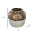 11" Antiqued Bronze And Light Gray Color Block Ceramic Round Table Vase