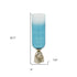 21" Blue White And Gold Ombre Glass And Aluminum Pedestal Table Vase