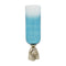 21" Blue White And Gold Ombre Glass And Aluminum Pedestal Table Vase