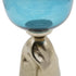 21" Blue White And Gold Ombre Glass And Aluminum Pedestal Table Vase