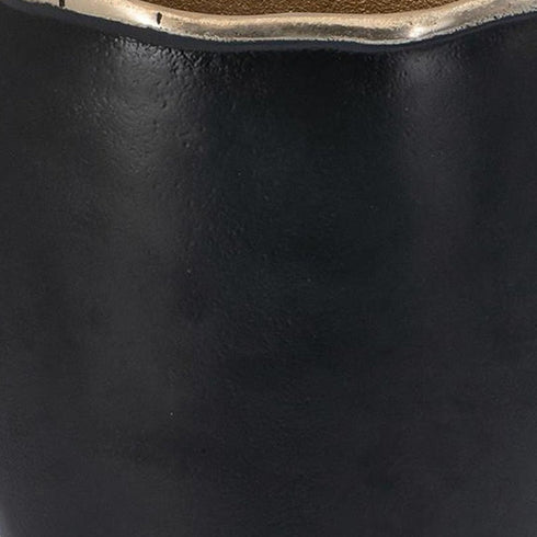 10" Black And Gold Cast Aluminum Oval Table Vase