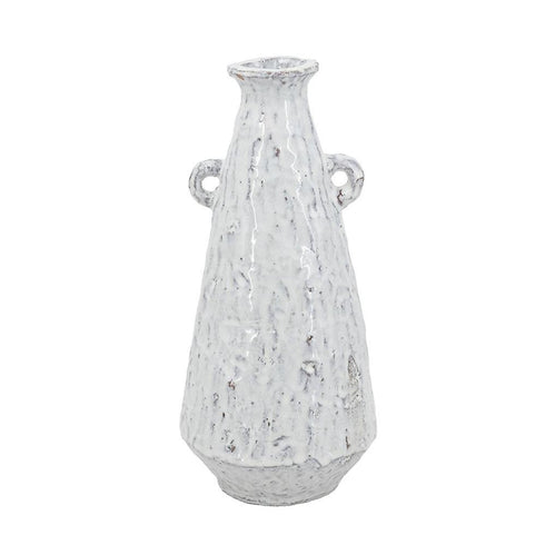 12" White Terracotta Tapered Jug Vase