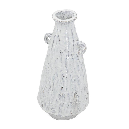 12" White Terracotta Tapered Jug Vase